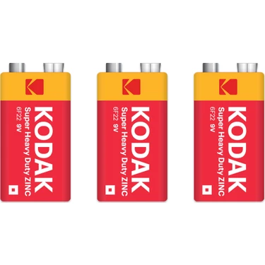 Kodak (1x3) 3 Adet Shrink Ambalaj Çinko Karbon 9 Volt