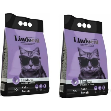 Lindocat Hijyenik Topaklaşan Lavantalı İnce Taneli Kedi Kumu 10 l x 2