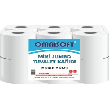 Omnisoft Mini Jumbo Tuvalet Kağıdı 12 Rulo 2 Katlı Ekstra Yumuşak ve Dayanıklı