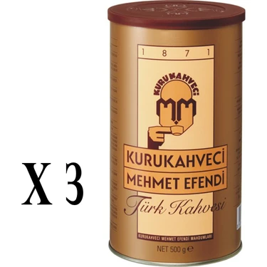 Kurukahveci Mehmet Efendi Türk Kahvesi Teneke 500 gr x 3