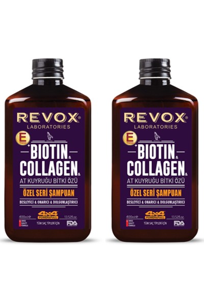 Revox Biotin Collagen At Kuyruğu Dolgunlaştırıcı Şampuan 400 ml x 2 Adet