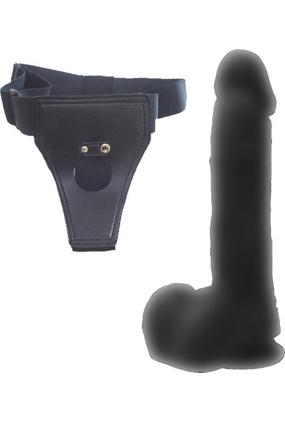 Dildo Series Siyah Wolf King 22 cm Belden Bağlamalı Realistik Penis