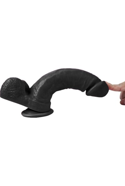 Dildo Series Siyah Wolf King 22 cm Belden Bağlamalı Realistik Penis