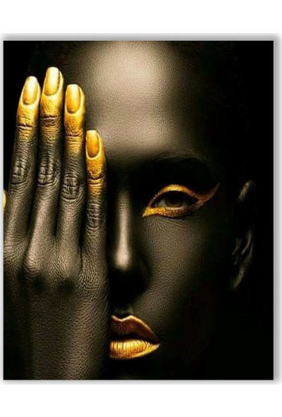 Ece Dizayn Siyahi Kadın Cam Tablo 50 x 70 cm