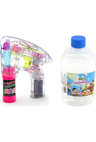 Can Toys Köpük Tabancası Işıklı Pilli Baloncuk Tabancası ve 500 ml Solüsyon