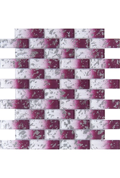 Mossaica Fbh 4712 Mürdüm Beyaz Geçişli Cam Mozaik 23 x 75 x 4 mm