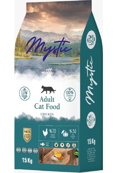 Mystic Az Tahıllı Yetişkin Kedi Maması Tavuklu 15 kg