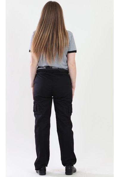 Moda Canel Kadın Siyah Komando Cepli Güvenlik Pantolon