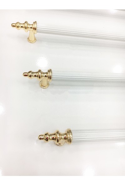 Mv Zirve Lux Mobilya Kulbu Dolap Çekmece Kulp Altın Uç Beyaz Gövde 160 mm
