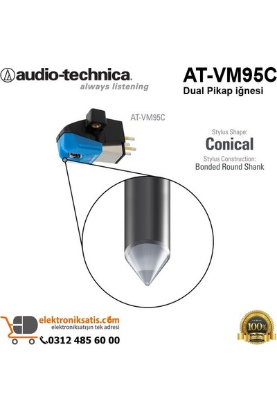 Audio Technica AT-VM95C Dual Pikap Iğnesi