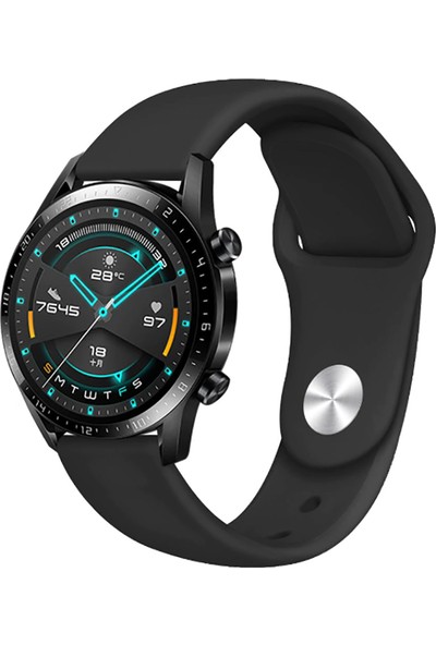 Uks Huawei Watch Gt 2 46MM Kordon Silikon Kayış Siyah