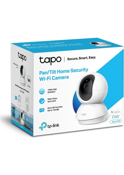 Tapo C200, 1080P Full HD İç Mekan Wi-Fi Güvenlik Kamerası, Hareket Tespit ve Takibi, 360°, 9m Gece Görüşü, Çift Yönlü Sesli İletişim, Sesli Alarm, Bulut/Yerel Depolama, Bebek Ağlaması Tespiti