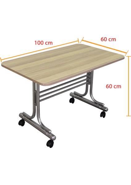 Iyimi Pratik Tekerlekli Orta Sehpa Metal Ayaklı Masa 60X100 (Cordoba)