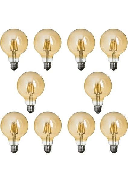 Edison G95 Flamanlı Rustik 4 W LED Ampul Dekoratif Vintage Aydınlatma 10'lu