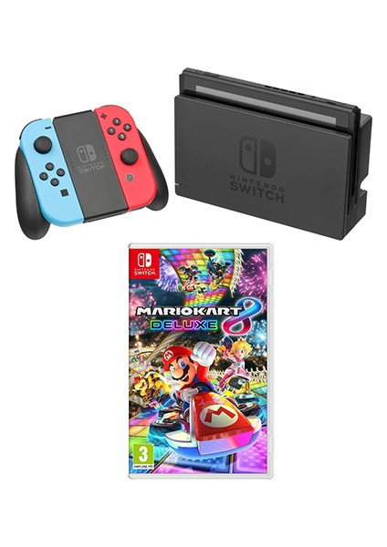 Switch Konsol Neon Red Blue + Mario Kart 8 Deluxe Nintendo Switch Oyun