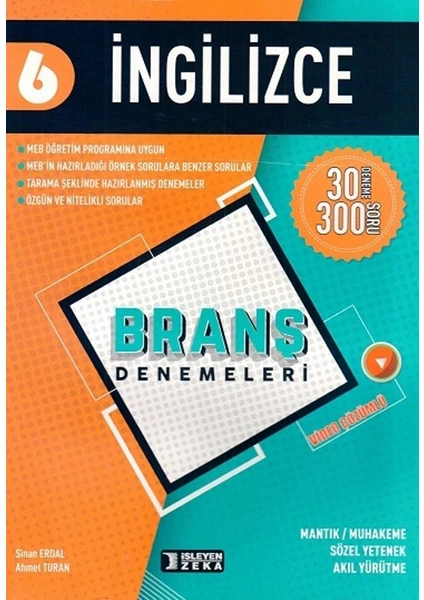 İşleyen Zeka Yayınları 6. Sınıf İngilizce Branş Denemeleri - Sinan Erdal