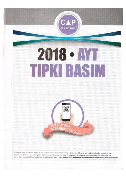 2018 AYT Tıpkı Basım