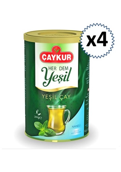 Yaprak Yeşil Çay Naneli Herdem 200 gr 4 Adet