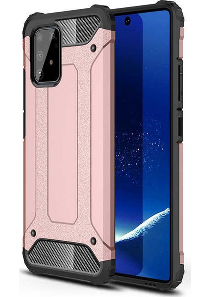 Case 4U Samsung Galaxy S10 Lite Kılıf Military Armor Çift Katmanlı Crash Silikon Kılıf + Nano Cam Ekran Koruyucu Gold