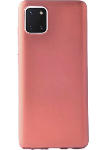 Case 4U Samsung Galaxy Note 10 Lite Kılıf Klasik Mat Renkli Yumuşak Premier Silikon + Nano Cam Ekran Koruyucu Rose Gold