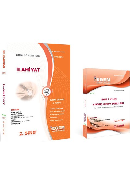 İlahiyat 2. Sınıf 4 Yarıyıl Bahar Dönemi Konu Anlatımlı Soru ve Çıkmış Sorular Set