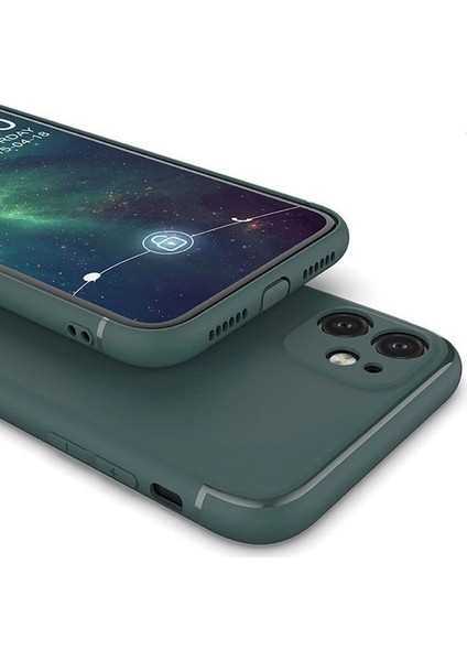 Coverzone Apple iPhone 11 Pro Kılıf Fury Silikon Shadow + Nano Glass Haki