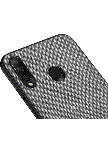 Huawei Honor 9X - 9X Pro Fabrik Serisi Kumaş/Deri Desen Kılıf Gri
