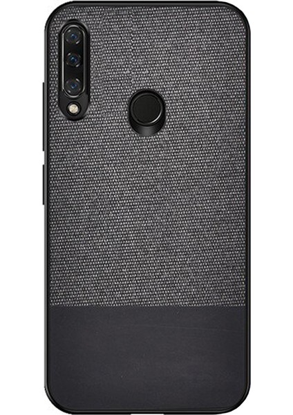 Huawei Honor 9X - 9X Pro Fabrik Serisi Kumaş/Deri Desen Kılıf Siyah