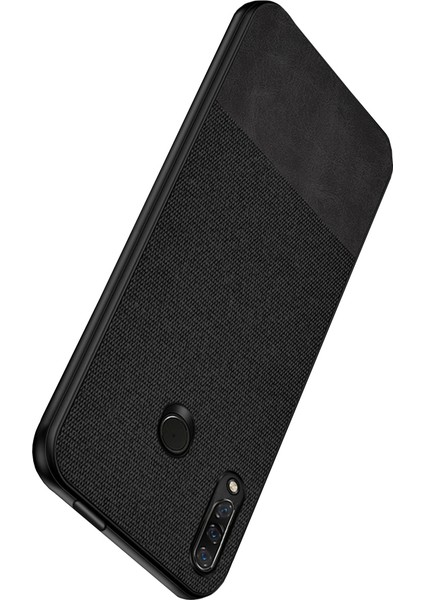 Huawei Honor 9X - 9X Pro Fabrik Serisi Kumaş/Deri Desen Kılıf Siyah