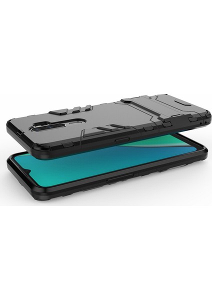 Oppo A5 2020 - A9 2020 Alfa Serisi Armor Standlı Perfect Koruma Kılıf Siyah modelleri
