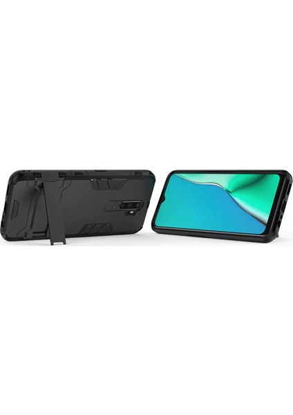 Oppo A5 2020 - A9 2020 Alfa Serisi Armor Standlı Perfect Koruma Kılıf Siyah fırsatları