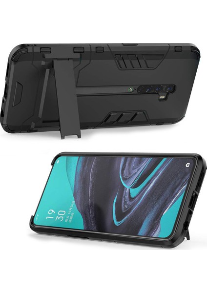 Oppo Reno 2 Alfa Serisi Armor Standlı Perfect Koruma Kılıf Siyah