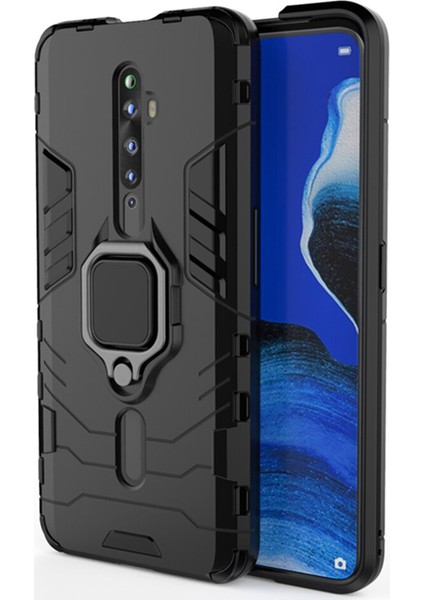 Oppo Reno 2Z Batman Serisi Yüzük Standlı Armor Kılıf Siyah modelleri
