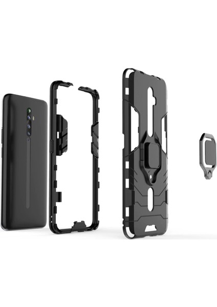 Oppo Reno 2Z Batman Serisi Yüzük Standlı Armor Kılıf Siyah indirimleri
