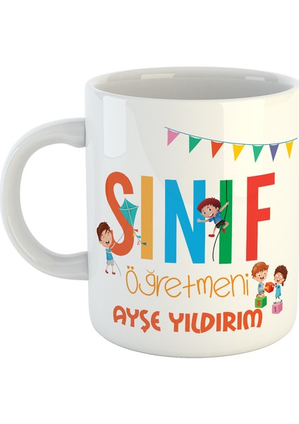 Sınıf Öğretmeni Için İsme Özel Baskılı Kupa Bardak - Kahve Fincanı