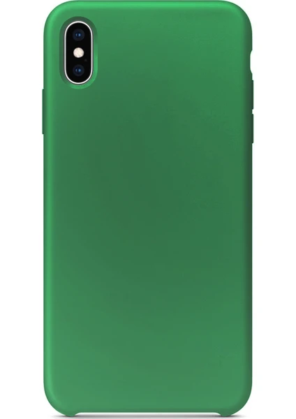 Case 4U Apple iPhone X Kılıf Silk Silikon + Cam Ekran Koruyucu Midnight Green