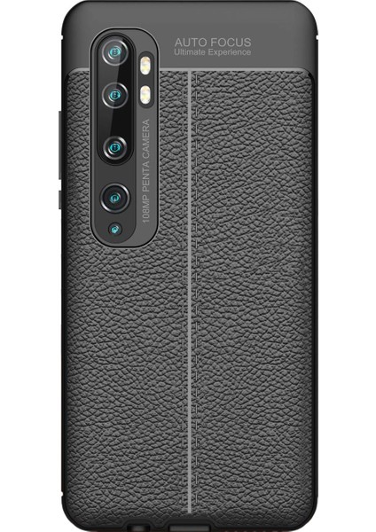 Xiaomi Mi Note 10 Leather Tpu Silikon Kılıf - Siyah