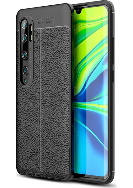 Xiaomi Mi Note 10 Leather Tpu Silikon Kılıf - Siyah