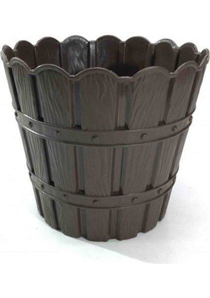 Violet 1046 Kahverengi Barok Bambu Desenli 3 lt Plastik Saksı