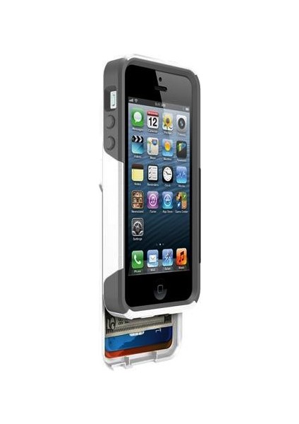 Apple iPhone SE/5S/5 Commuter Wallet Kılıf - Gri-Beyaz