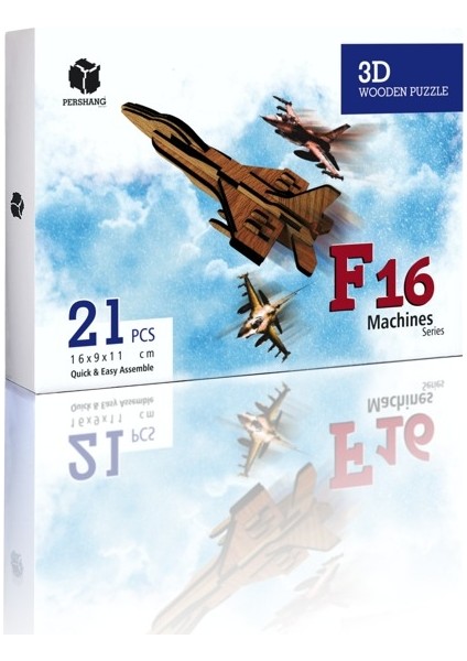 F16 Uçağı 21 Parça Ahşap 3D Puzzle