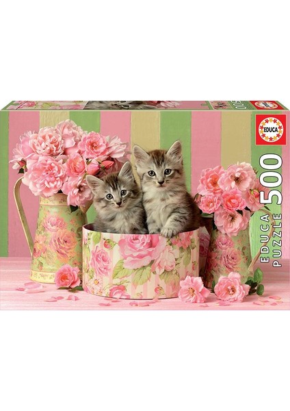 Kittens With Roses 500 Parça Puzzle No. 17960