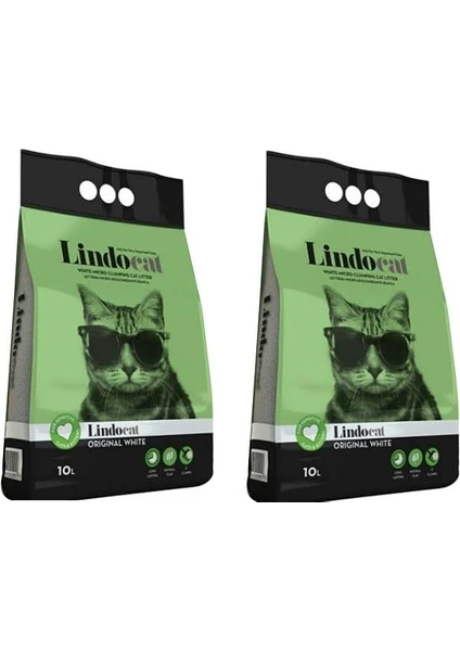 Lindocat Hijyenik Topaklaşan Kokusuz Yavru ve Yetişkin İnce Taneli Kedi Kumu 10 l x 2 Adet