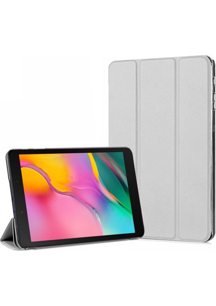 Samsung Galaxy Tab A 8'' T290 Smart Case ve Arka Kılıf Gümüş