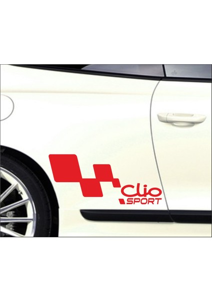 Renault Clio Kapı Yanı Sport Yazıları Sağ-Sol 2 Adet Kırmızı