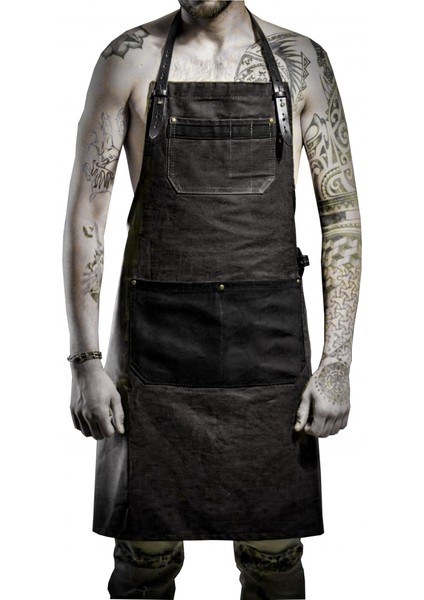 Nakışlı Boyundan Askılı Mutfak İş Önlüğü Barista Master Chef Garson Kuaför Tattoo Önlük