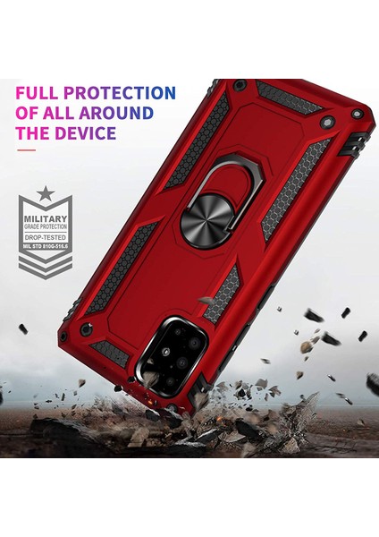 Samsung Galaxy A51 Kılıf Military Ring Holder Lacivert