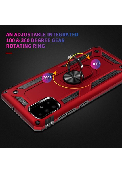 Samsung Galaxy A51 Kılıf Military Ring Holder Lacivert