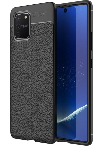 Samsung Galaxy A91 Kılıf Deri Dokulu Silikon Siyah fiyatları