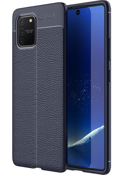 Samsung Galaxy A91 Kılıf Deri Dokulu Silikon Lacivert fiyatları